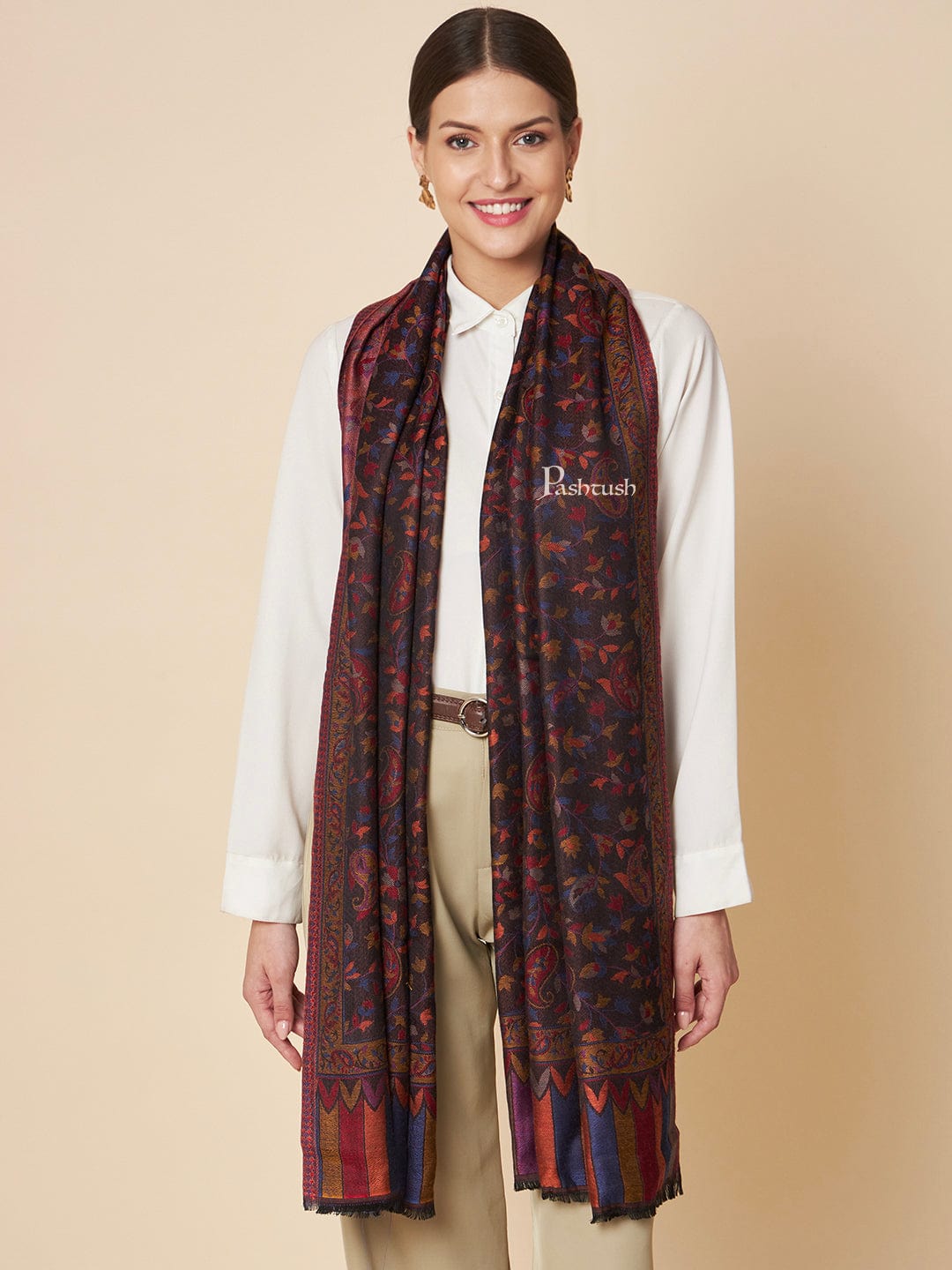 Pashtush India Womens Stoles and Scarves Scarf Pashtush Womens Bamboo Stole, Ethnic  Design, Multicolour