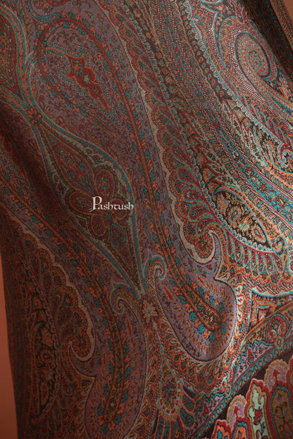 Pashtush India Womens Stoles and Scarves Scarf Pashtush Womens Bamboo Stole, Ethnic Jamawar Weave Design, Black