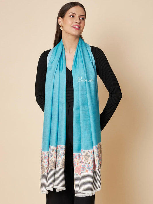Pashtush India Womens Stoles and Scarves Scarf Pashtush Womens Bamboo Stole, Paisley Palla Design, Seagreen
