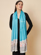 Pashtush India Womens Stoles and Scarves Scarf Pashtush Womens Bamboo Stole, Paisley Palla Design, Seagreen