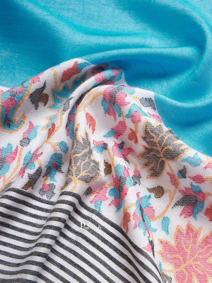 Pashtush India Womens Stoles and Scarves Scarf Pashtush Womens Bamboo Stole, Paisley Palla Design, Seagreen