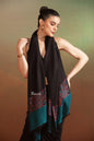 Pashtush India Womens Stoles and Scarves Scarf Pashtush Womens Bamboo Stole, Paisley Palla, Woven Design, Black And Blue