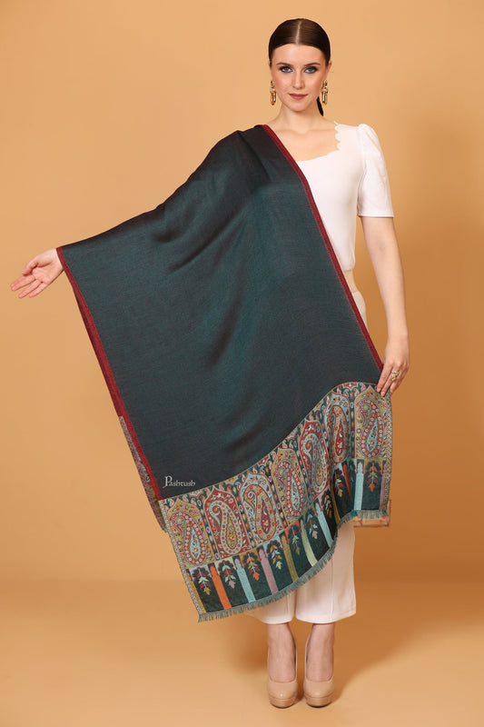 Pashtush India Womens Stoles and Scarves Scarf Pashtush womens Bamboo stole, Reversible Ethnic Weave Palla design, Multicolour
