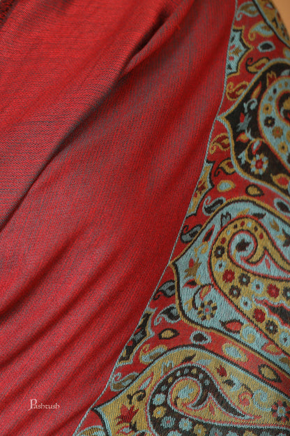 Pashtush India Womens Stoles and Scarves Scarf Pashtush womens Bamboo stole, Reversible Ethnic Weave Palla design, Multicolour