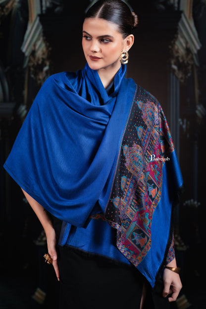 Pashtush India womens scarf and Stoles Pashtush Womens Bamboo Stole, Royal Darbar Palla, Lapiz Blue