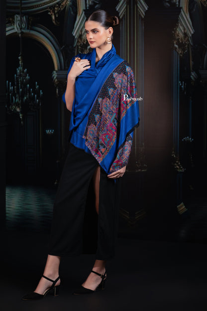 Pashtush India womens scarf and Stoles Pashtush Womens Bamboo Stole, Royal Darbar Palla, Lapiz Blue
