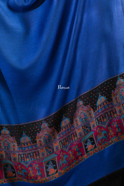 Pashtush India womens scarf and Stoles Pashtush Womens Bamboo Stole, Royal Darbar Palla, Lapiz Blue
