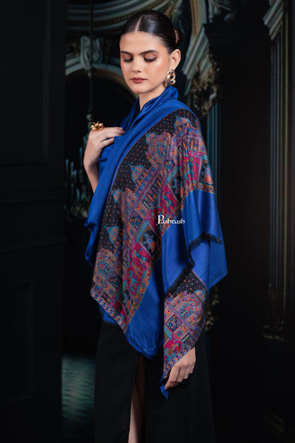 Pashtush India womens scarf and Stoles Pashtush Womens Bamboo Stole, Royal Darbar Palla, Lapiz Blue