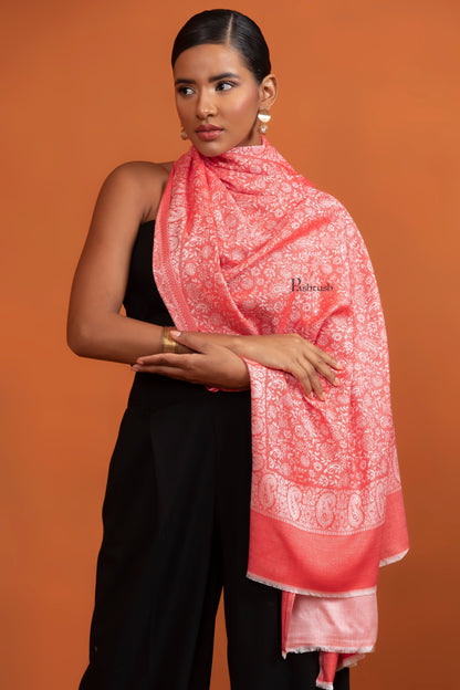 Pashtush India Womens Stoles and Scarves Scarf Pashtush Womens Bamboo Stole, Self Paisley Weave Reversible, Red
