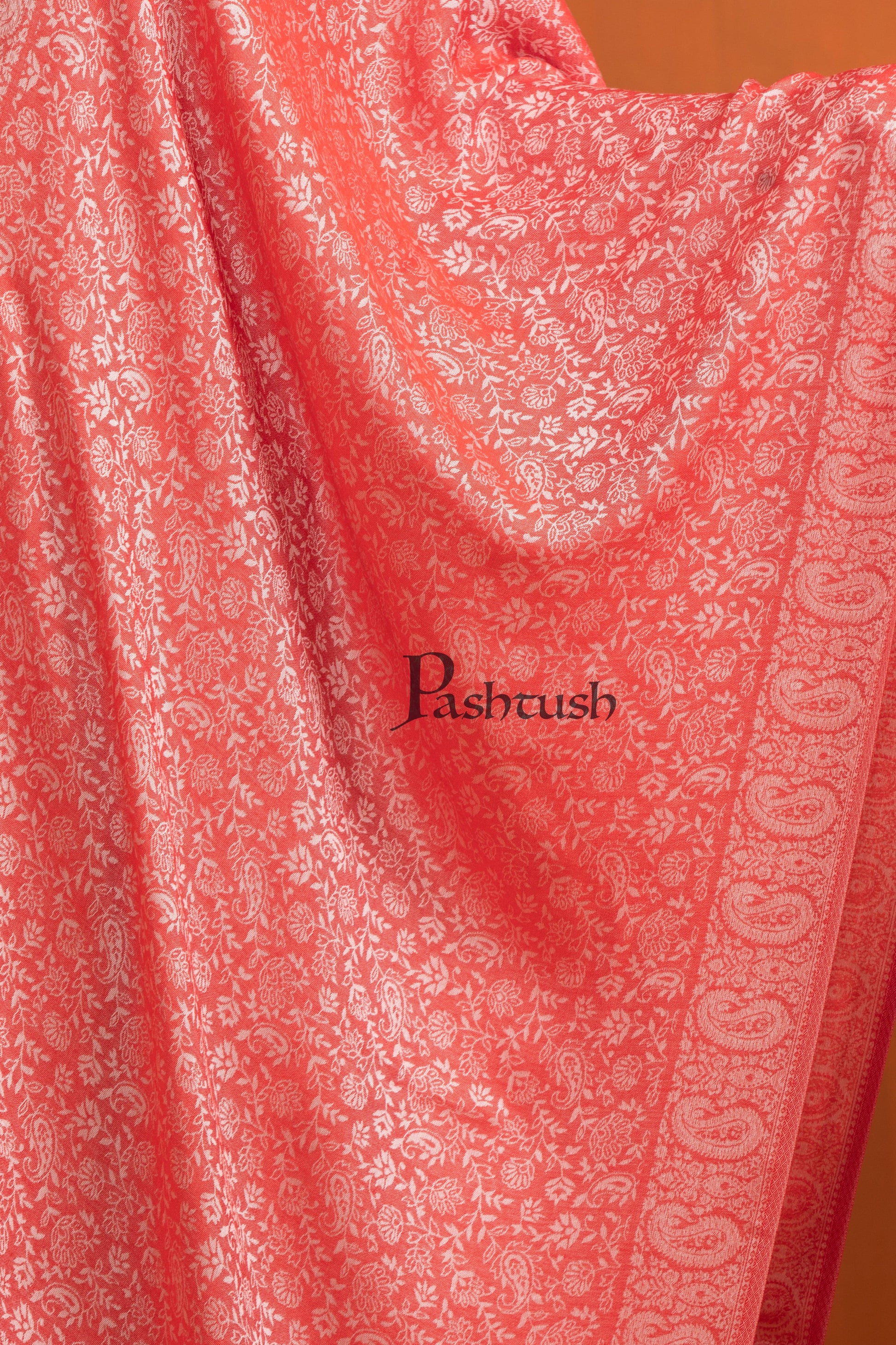 Pashtush India Womens Stoles and Scarves Scarf Pashtush Womens Bamboo Stole, Self Paisley Weave Reversible, Red