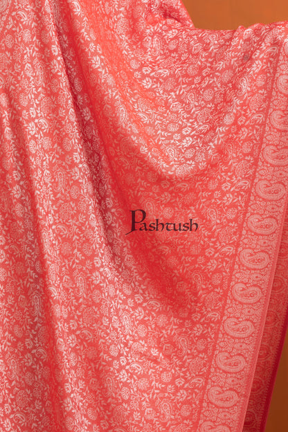 Pashtush India Womens Stoles and Scarves Scarf Pashtush Womens Bamboo Stole, Self Paisley Weave Reversible, Red