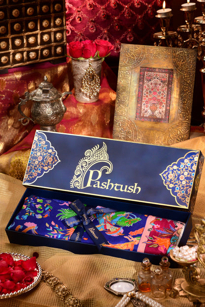 Pashtush India Womens Stoles and Scarves Scarf Pashtush womens Bamboo Stole, Shikardar design, Blue