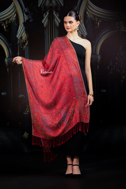 Pashtush India womens scarf and Stoles Pashtush Womens Bamboo Stole, Silky Soft, Woven Paisley Design, Serene Red