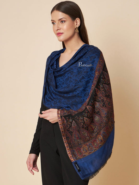 Pashtush India Womens Stoles and Scarves Scarf Pashtush Womens Bamboo Stole, Zari Design, Black And Mustard