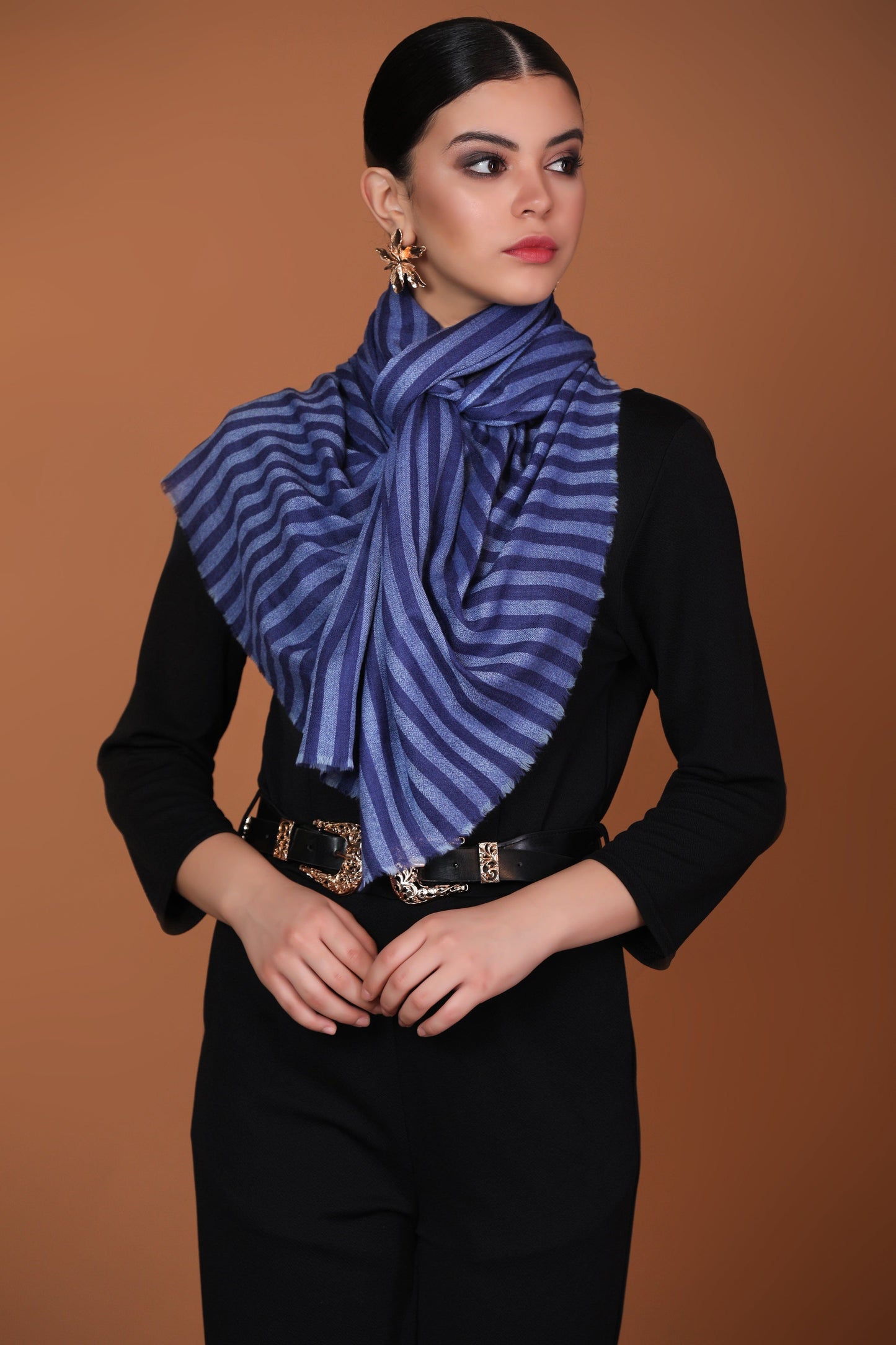 Pashtush India Womens Stoles and Scarves Scarf Pashtush Womens Cashmere And Wool Blended Scarf, Spruce Blue