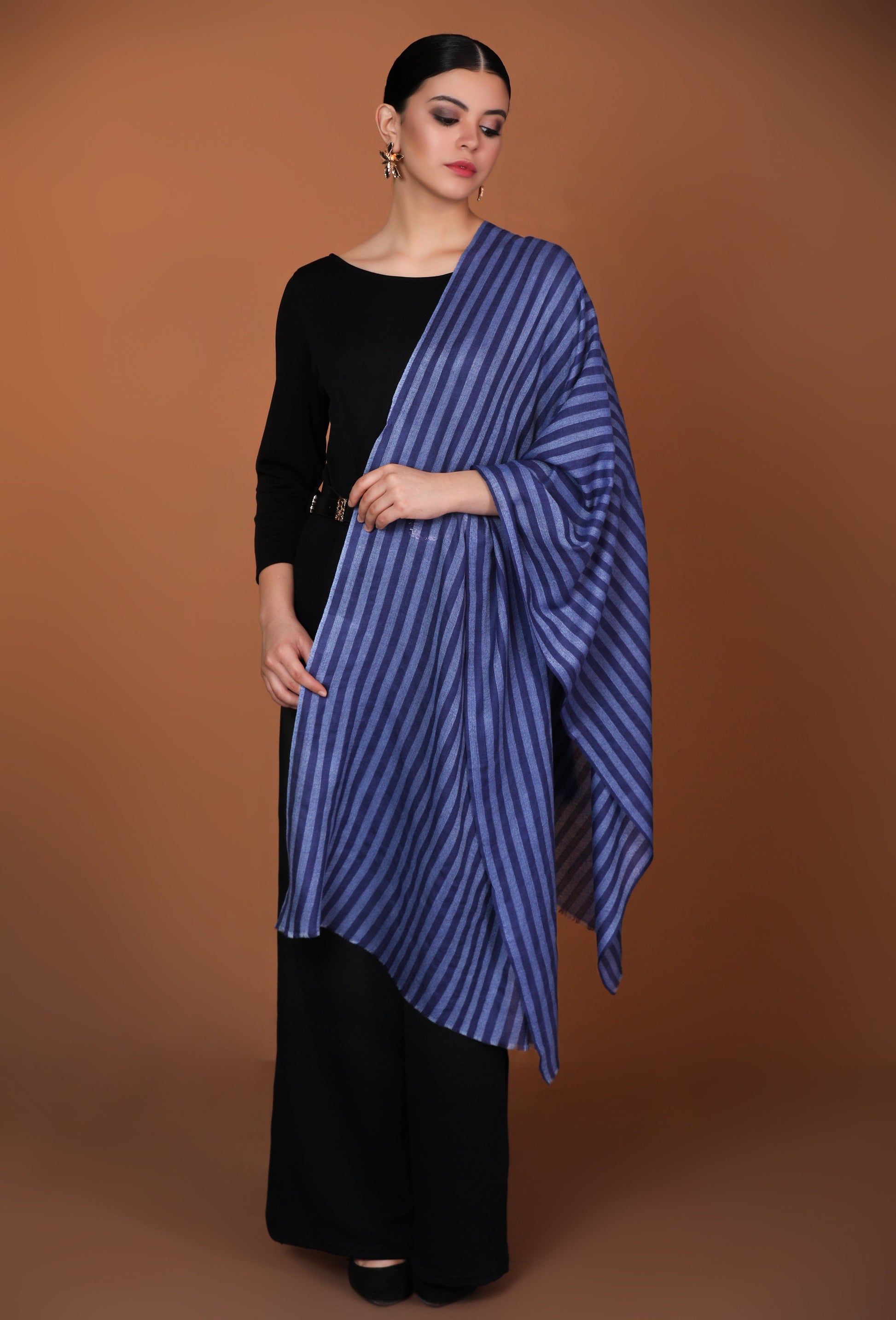 Pashtush India Womens Stoles and Scarves Scarf Pashtush Womens Cashmere And Wool Blended Scarf, Spruce Blue