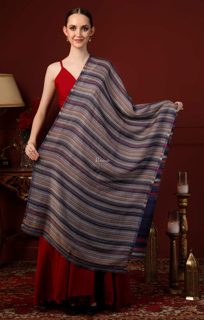 Pashtush India 70x200 Pashtush Womens Cashmere and Wool Blended Scarf, with Fluro-Neon Stripes
