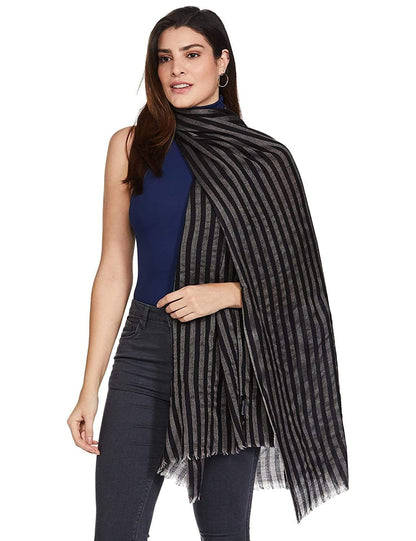 Pashtush India 70x200 Pashtush Womens Cashmere and Wool Scarf, Monotone Black
