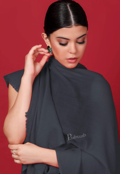 Pashtush India 70x200 Pashtush Womens Cashmere Pashmina Scarf, Diamond Weave, Charcoal Grey