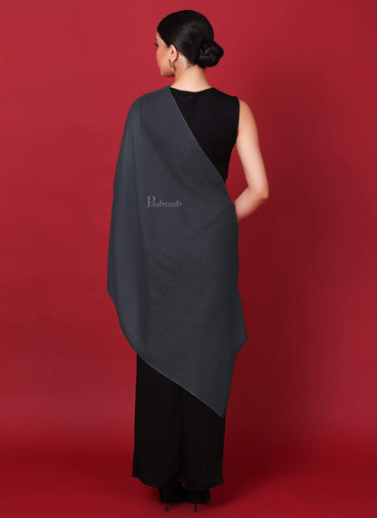 Pashtush India 70x200 Pashtush Womens Cashmere Pashmina Scarf, Diamond Weave, Charcoal Grey