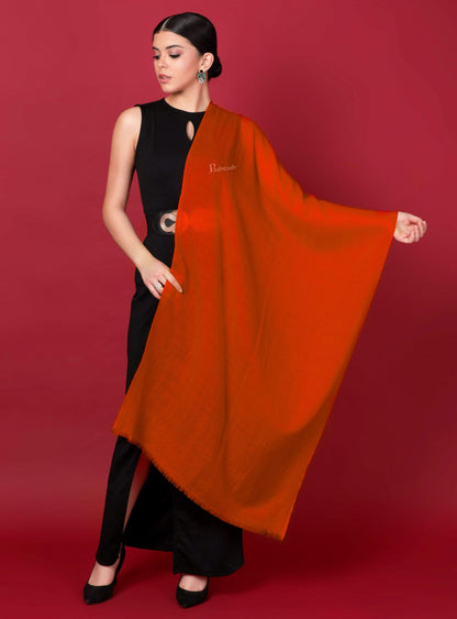 Pashtush Shawl Store Stole Pashtush Womens Cashmere Pashmina Scarf, Diamond Weave, Deep Orange