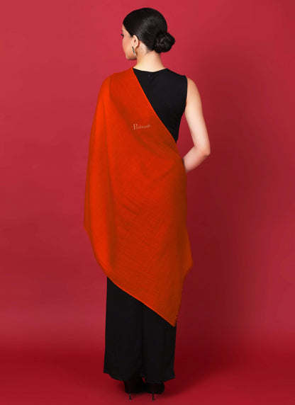 Pashtush Shawl Store Stole Pashtush Womens Cashmere Pashmina Scarf, Diamond Weave, Deep Orange