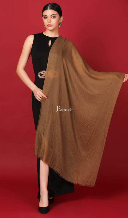 Pashtush Shawl Store Stole Pashtush Womens Cashmere Pashmina Scarf, Diamond Weave, Earthy Tan
