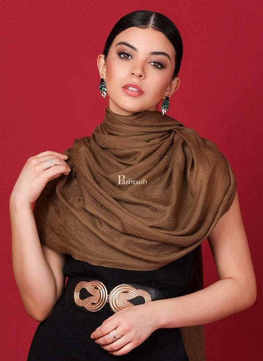 Pashtush Shawl Store Stole Pashtush Womens Cashmere Pashmina Scarf, Diamond Weave, Earthy Tan