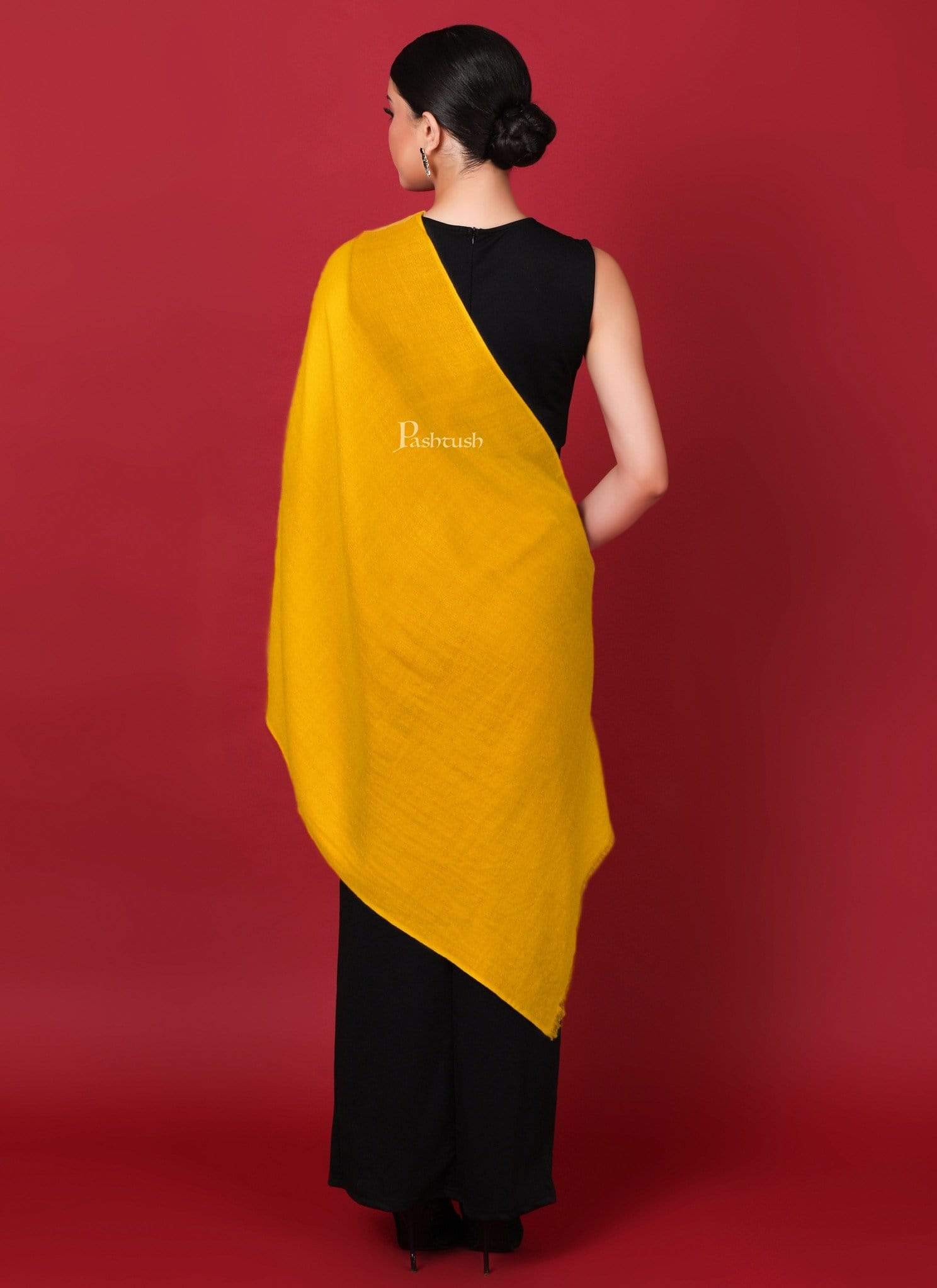 Pashtush India 70x200 Pashtush Womens Cashmere Pashmina Scarf, Diamond Weave, Sunray