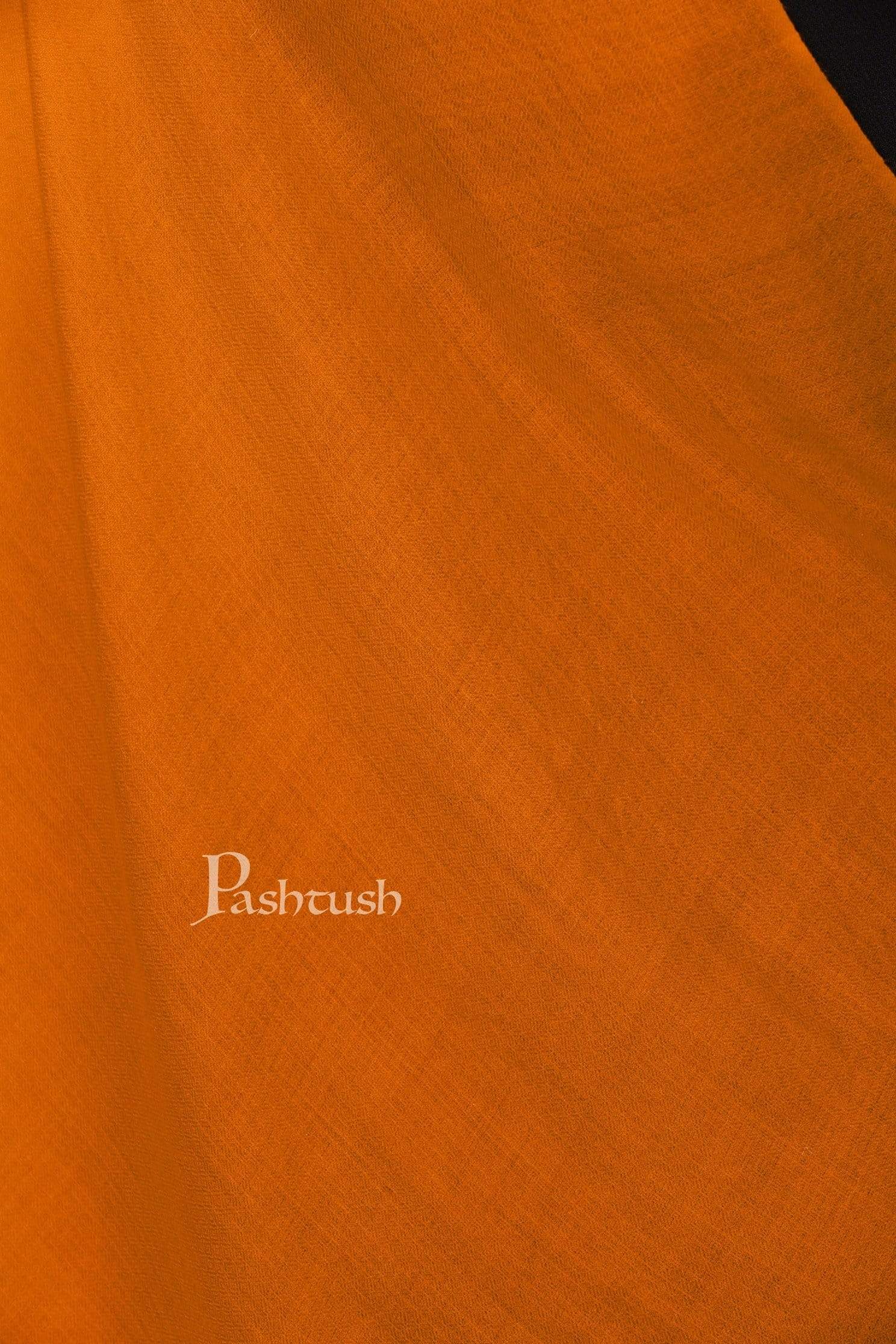 Pashtush India 70x200 Pashtush Womens Cashmere Pashmina Scarf, Diamond Weave, Vibrant Orange