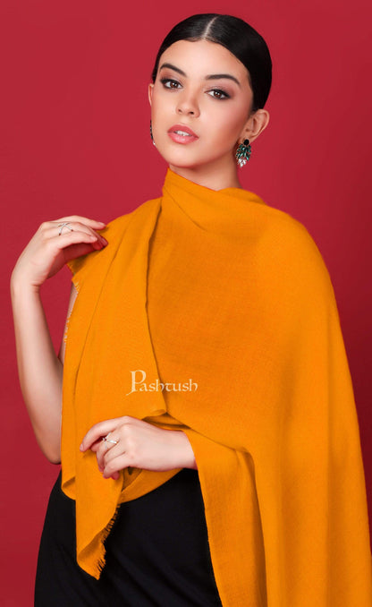 Pashtush India 70x200 Pashtush Womens Cashmere Pashmina Scarf, Diamond Weave, Vibrant Orange