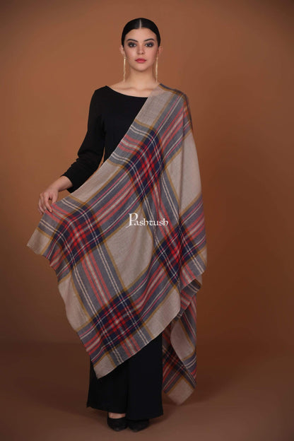 Pashtush Store Stole Pashtush Womens Cashmere and Wool Blended Checkered Scarf