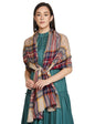 Pashtush India 70x200 PASHTUSH WOMENS CASHMERE WOOL CHECKERED SCARF