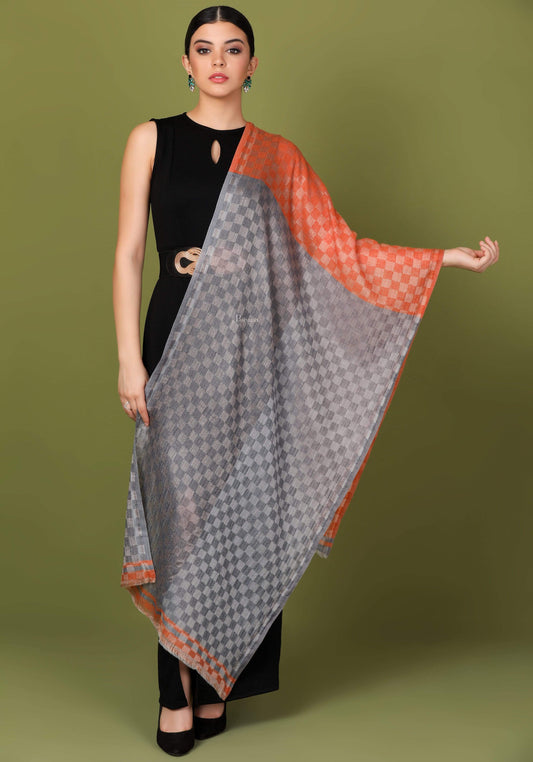 Pashtush Store Stole Pashtush Womens Cashmere Wool Scarf, Reversible Twin Coloured Scarf, Amber Skies