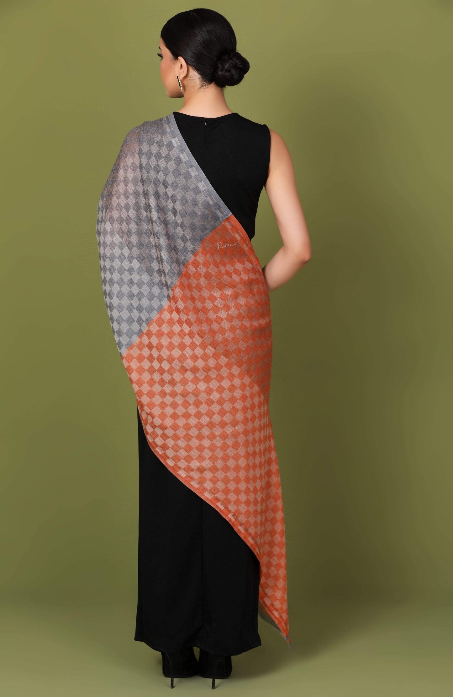 Pashtush Store Stole Pashtush Womens Cashmere Wool Scarf, Reversible Twin Coloured Scarf, Amber Skies
