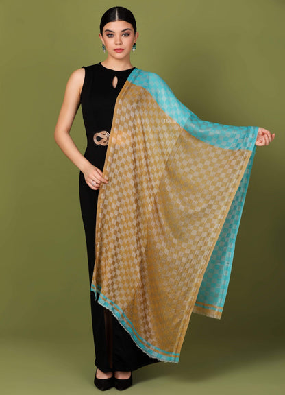 Pashtush Store Stole Pashtush Womens Cashmere Wool Scarf, Reversible Twin Coloured Scarf, Pacific Hues