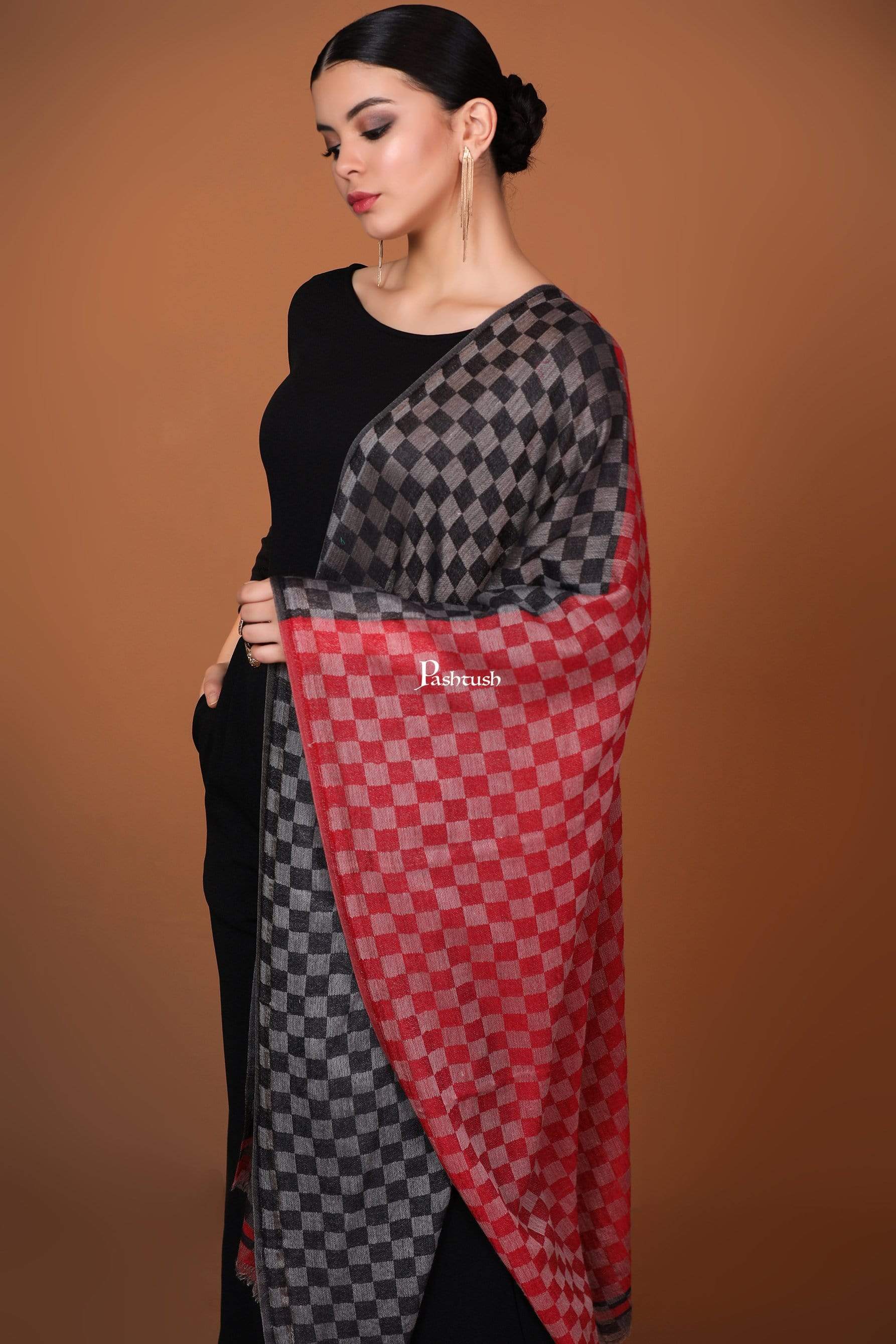 Pashtush Store Stole Pashtush Womens Cashmere Wool Scarf, Reversible Weave, Twin Coloured Scarf