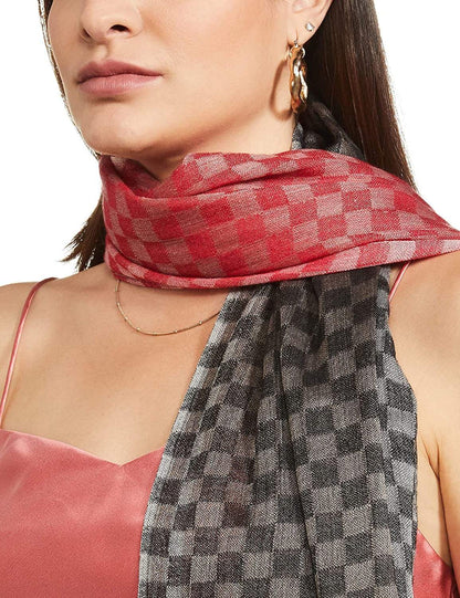 Pashtush India 70x200 Pashtush Womens Cashmere Wool Scarf, Reversible Weave, Twin Checks Scarf