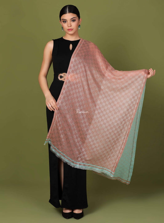 Pashtush Store Stole Pashtush Womens Cashmere Wool Scarf, Reversible Weave, Twin Scarf, Tiffany Blue