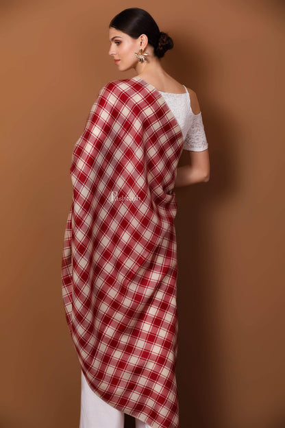 Pashtush India 100x200 Pashtush Womens Check Shawl, Ultra Soft and Warm, Fine Wool