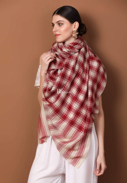 Pashtush India 100x200 Pashtush Womens Check Shawl, Ultra Soft and Warm, Fine Wool