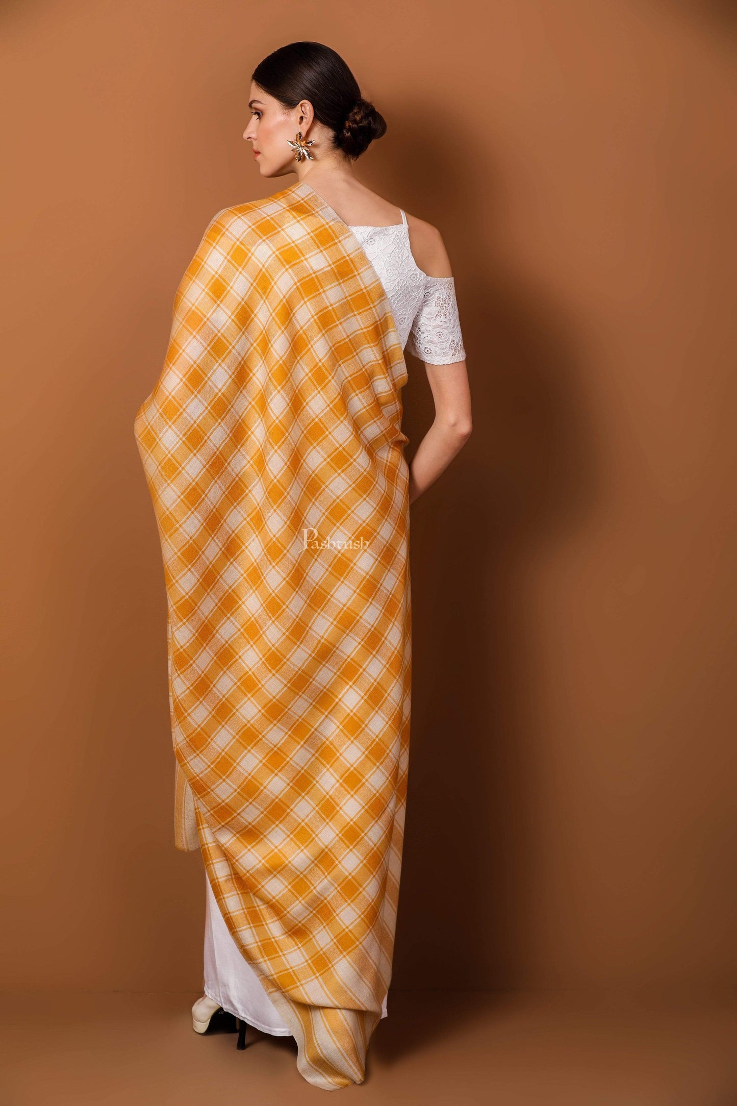 Pashtush India 100x200 Pashtush Womens Check Shawl, Ultra Soft and Warm, Fine Wool