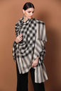 Pashtush Store Shawl Pashtush Womens Check Shawl, Ultra Soft and Warm, Fine Wool, Beige and Black