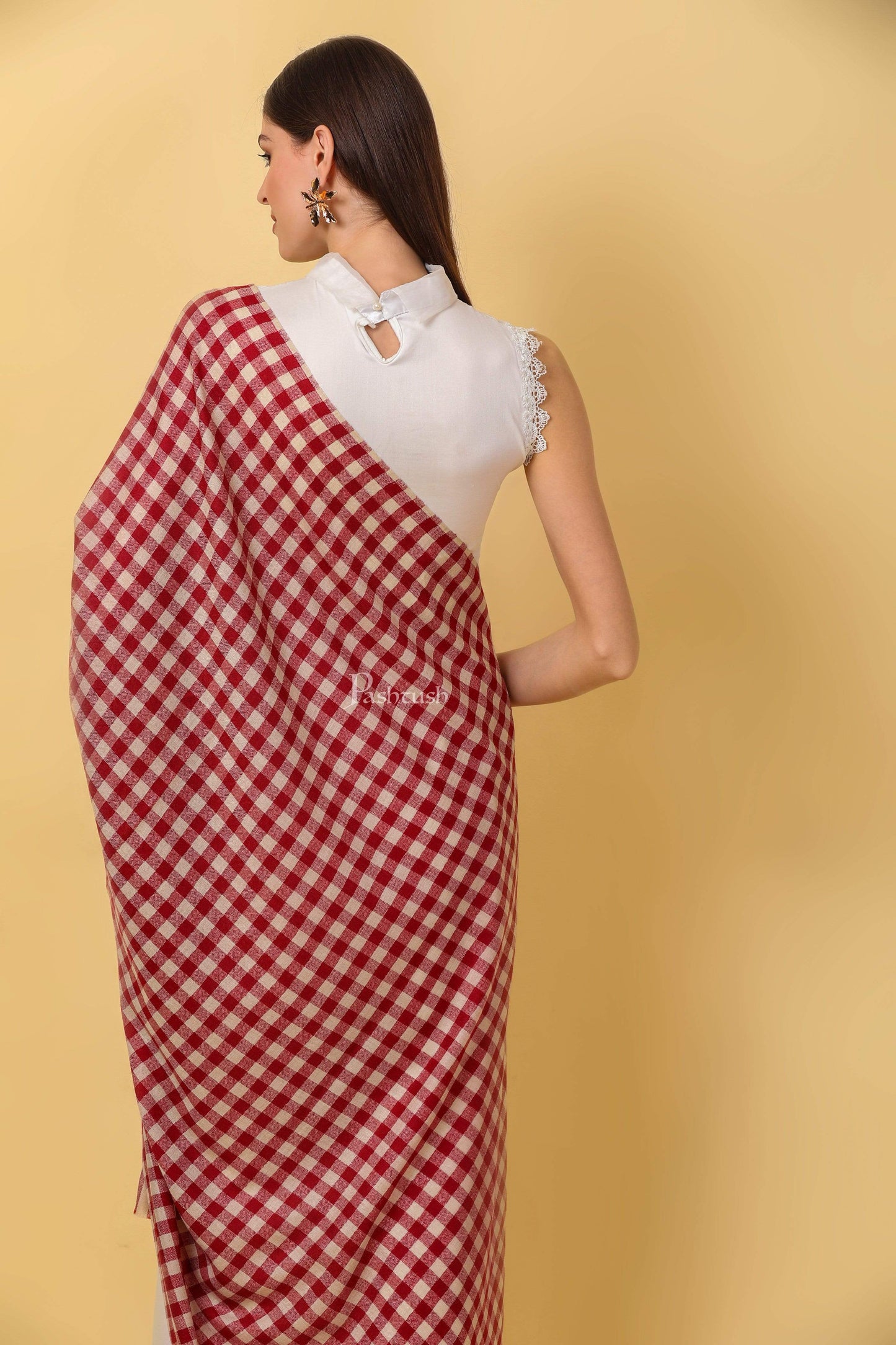 Pashtush India 100x200 Pashtush Womens Check Shawl, Ultra soft Wool, Full Size