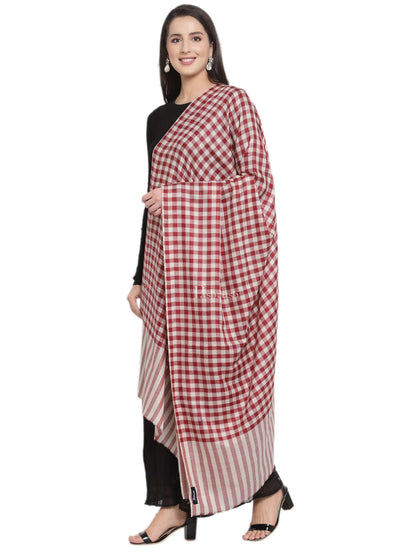 Pashtush India Womens Shawls Pashtush Womens Check Shawl, Ultra Soft Wool, Full Size
