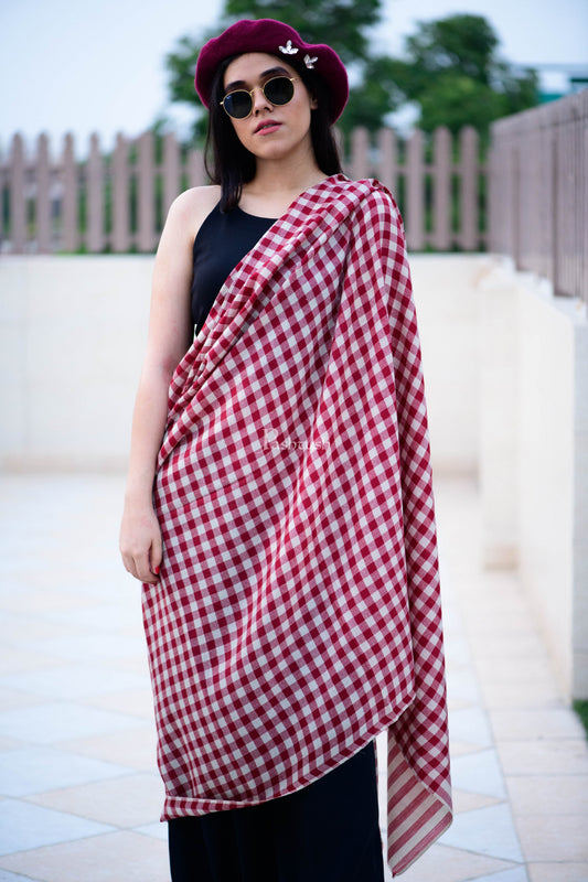 Pashtush India Womens Shawls Pashtush Womens Check Shawl, Ultra Soft Wool, Full Size