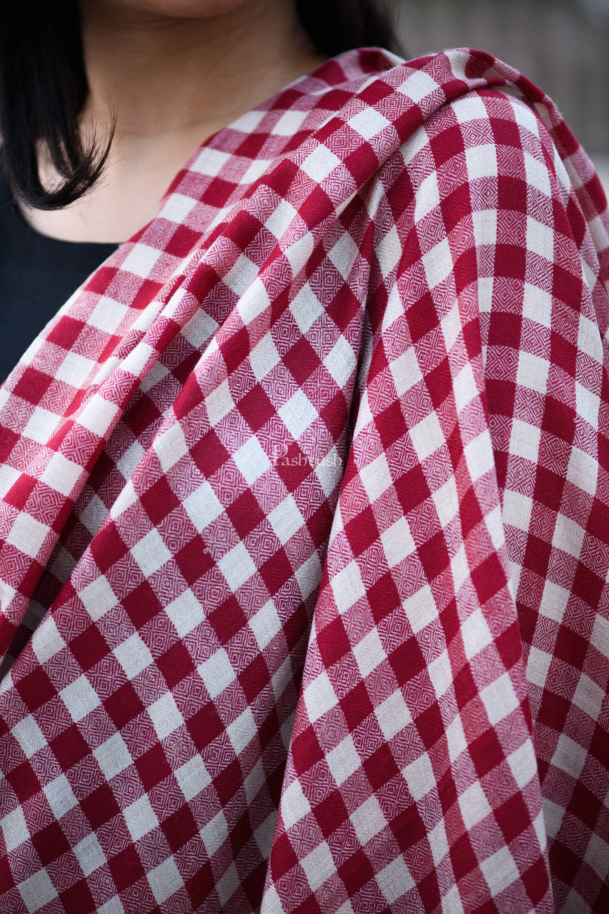 Pashtush India Womens Shawls Pashtush Womens Check Shawl, Ultra Soft Wool, Full Size