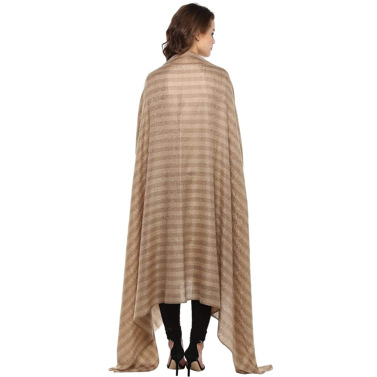 Pashtush Womens Checkered Self Shawl, In Extra Soft Fine Wool, Large Size