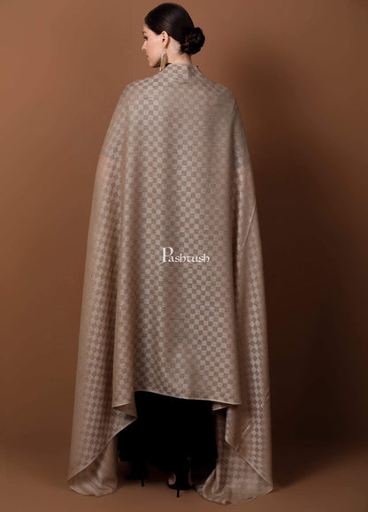 Pashtush Store Shawl Pashtush Womens Checkered Shawl, in Extra Soft Fine Wool, Large Size