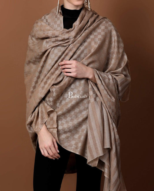 Pashtush Store Shawl Pashtush Womens Checkered Shawl, in Extra Soft Fine Wool, Large Size